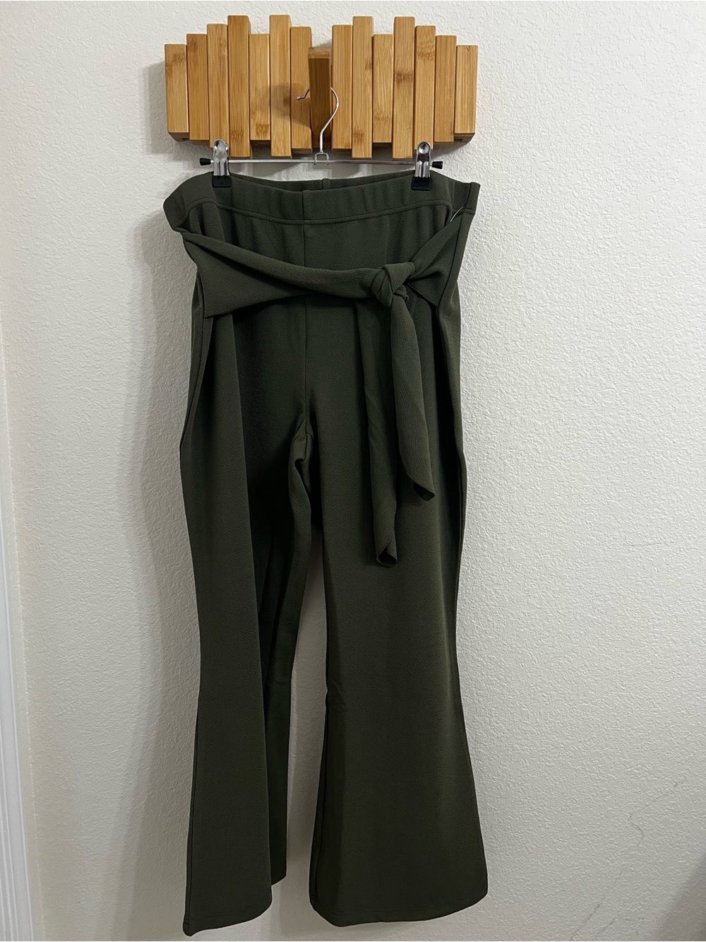Kate & Mallory Olive Green Paperbag Waist Flare Pants